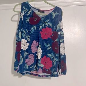 Floral long sleeve blouse sleeve cut outs